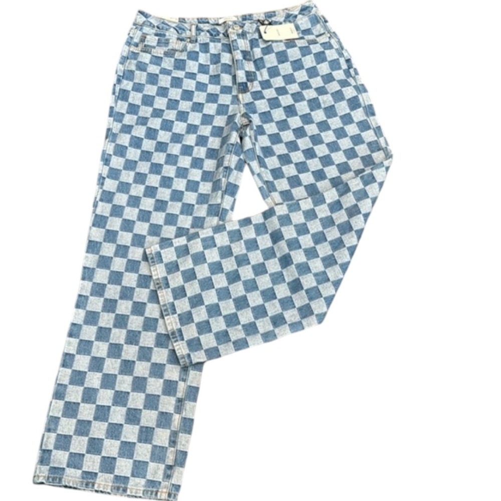 Forever 21 Blue and White Checkered Women Jeans - Picture 3 of 8